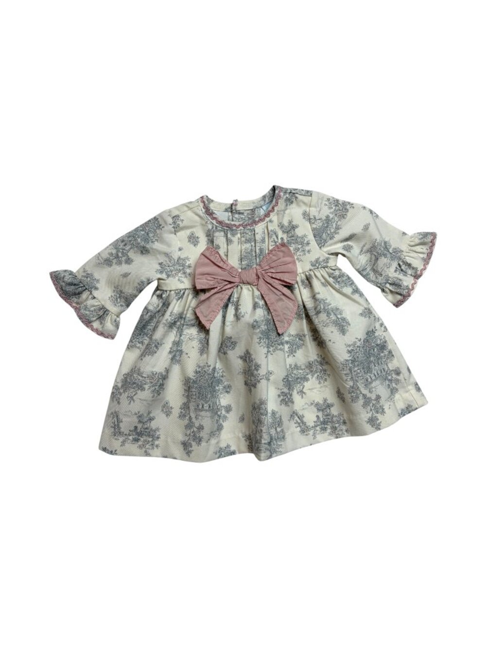 Edgehill Collection size newborn Girls' Floral Print Top with Pink Bow